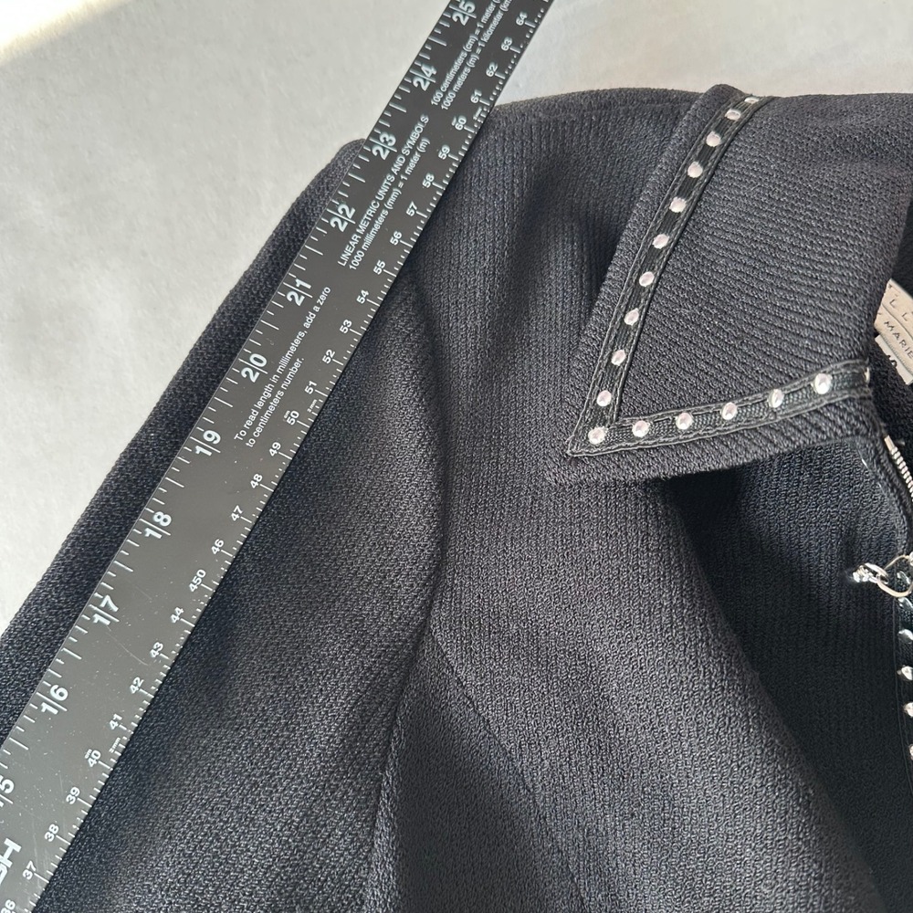 St John Collection Marie Gray Santana Knit Zip Jacket Black Studded Size 10 - Picture 7 of 9